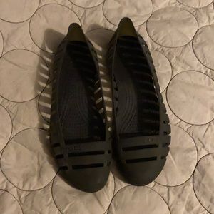 Grey/black crocs flats size 9